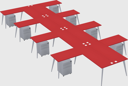 Shared l-shaped office desk system