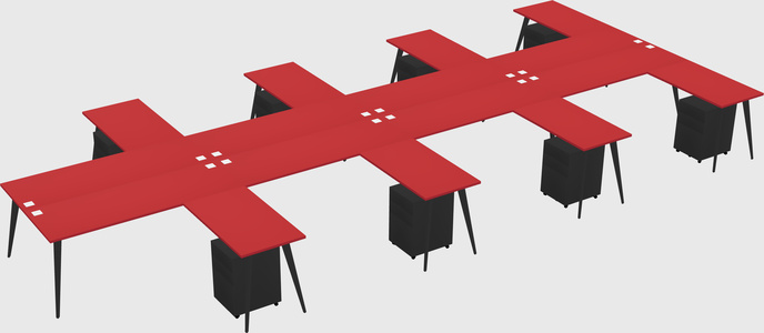 Shared l-shaped office desk system
