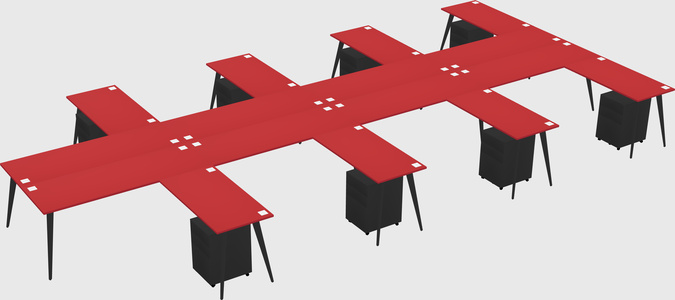 Shared l-shaped office desk system