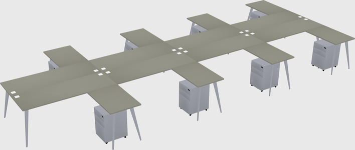 Shared l-shaped office desk system