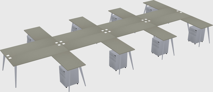Shared l-shaped office desk system