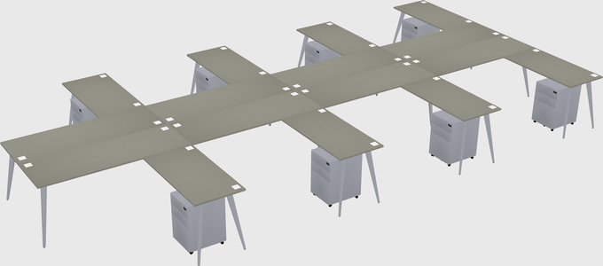 Shared l-shaped office desk system