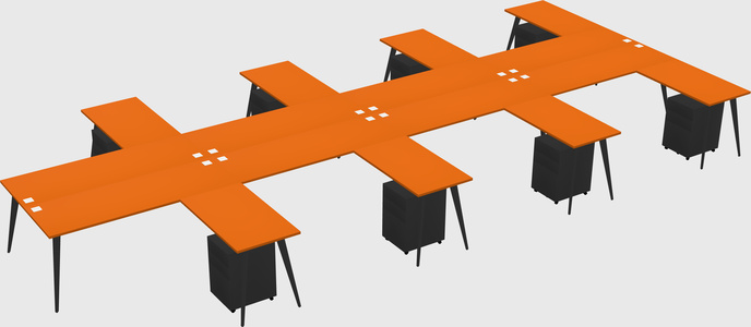 Shared l-shaped office desk system