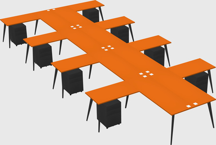 Shared l-shaped office desk system