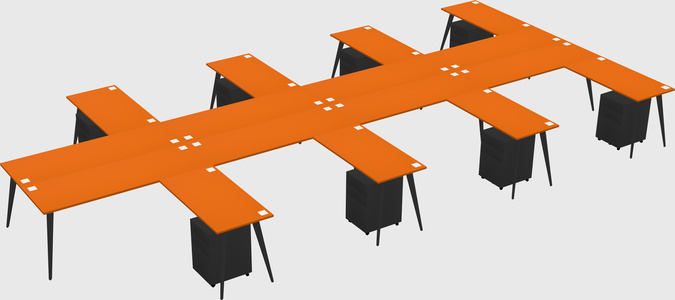 Shared l-shaped office desk system