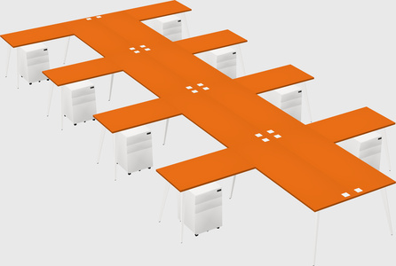 Shared l-shaped office desk system