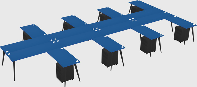 Shared l-shaped office desk system