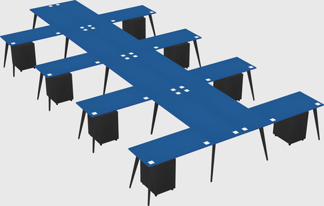 Shared l-shaped office desk system