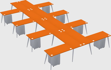 Shared l-shaped office desk system