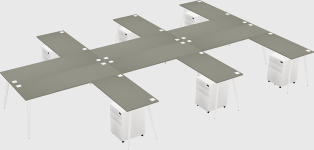 Shared l-shaped office desk system