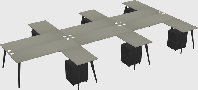 Shared l-shaped office desk system