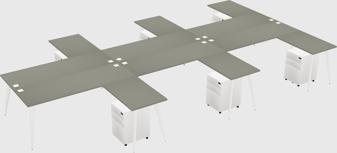 Shared l-shaped office desk system