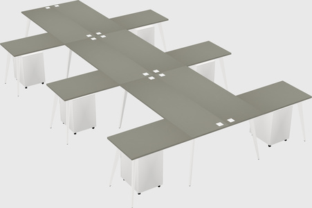 Shared l-shaped office desk system