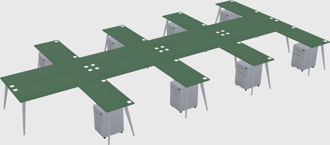Shared l-shaped office desk system