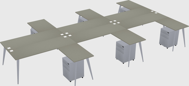 Shared l-shaped office desk system