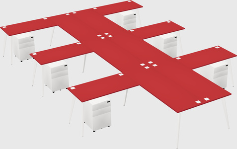 Shared l-shaped office desk system