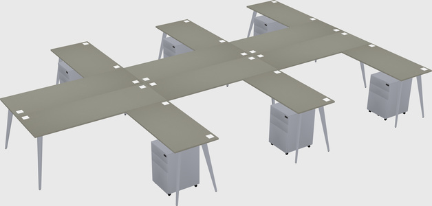 Shared l-shaped office desk system