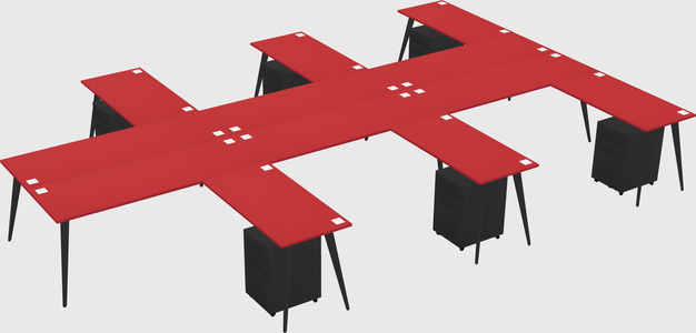 Shared l-shaped office desk system