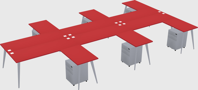 Shared l-shaped office desk system