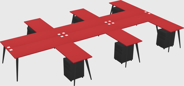Shared l-shaped office desk system