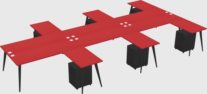 Shared l-shaped office desk system