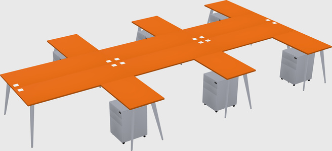 Shared l-shaped office desk system