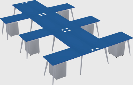 Shared l-shaped office desk system