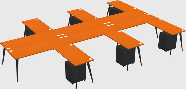 Shared l-shaped office desk system