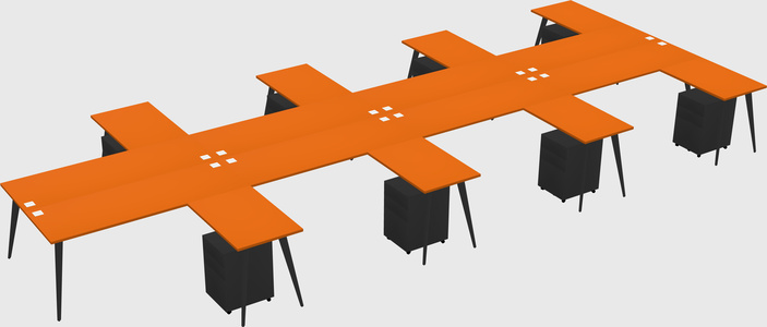 Shared l-shaped office desk system