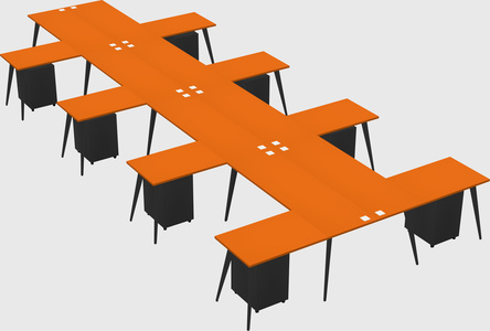 Shared l-shaped office desk system