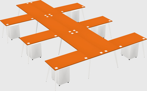 Shared l-shaped office desk system