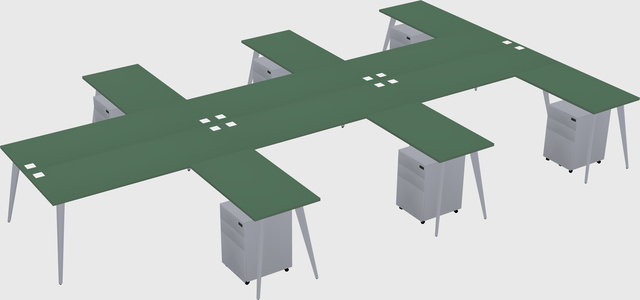 Shared l-shaped office desk system