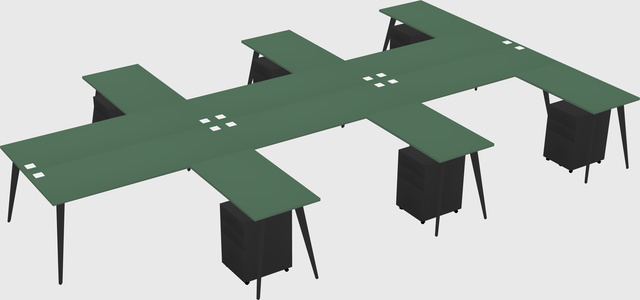 Shared l-shaped office desk system