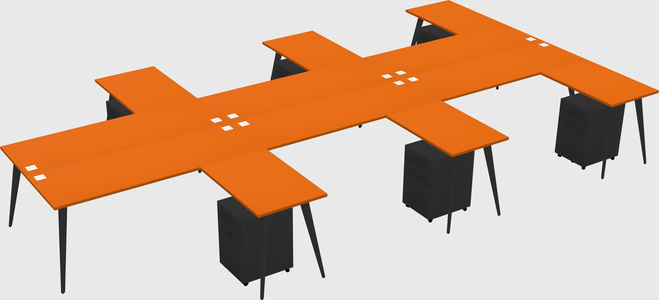 Shared l-shaped office desk system