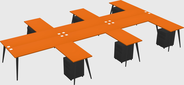 Shared l-shaped office desk system