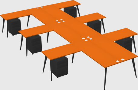 Shared l-shaped office desk system
