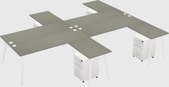 Shared l-shaped office desk system