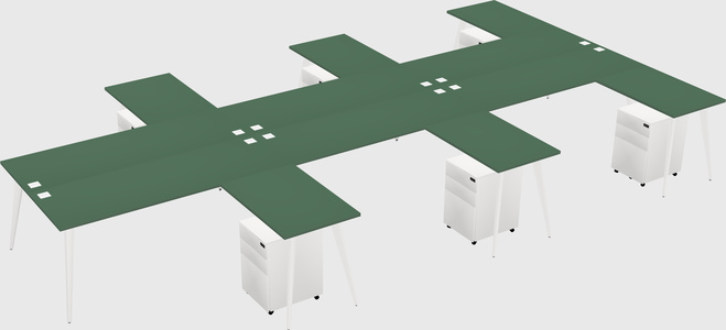 Shared l-shaped office desk system