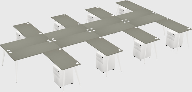 Shared l-shaped office desk system
