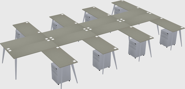 Shared l-shaped office desk system