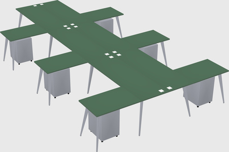 Shared l-shaped office desk system