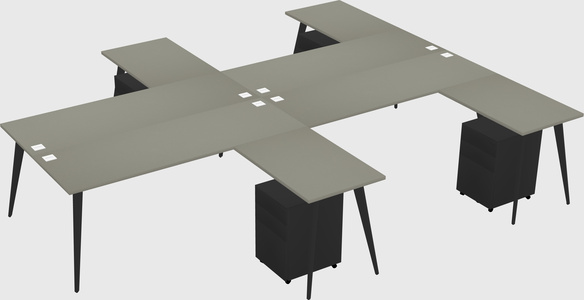 Shared l-shaped office desk system