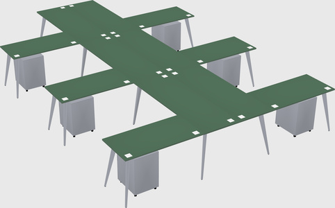 Shared l-shaped office desk system