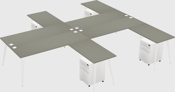 Shared l-shaped office desk system