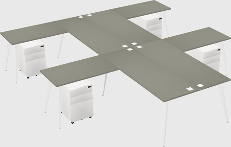 Shared l-shaped office desk system