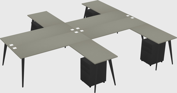 Shared l-shaped office desk system