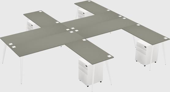 Shared l-shaped office desk system