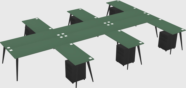 Shared l-shaped office desk system