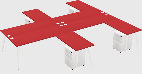 Shared l-shaped office desk system