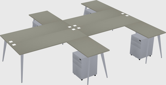 Shared l-shaped office desk system